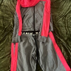 PINK Victoria's Secret Gray Hoodie with Hot Pink Accents